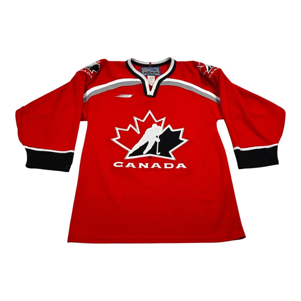 Team Canada Hockey Jersey Mens Small Red Bauer Authentic Made Canada Polyester
